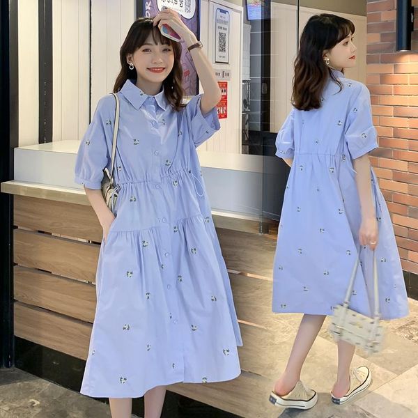 maternity dresses 28298# clothes stylish summer mid-long embroidery shirt dress pregnant women mom, White
maternity dresses 28298# clothes stylish summer mid-long embroidery shirt dress pregnant women mom, White