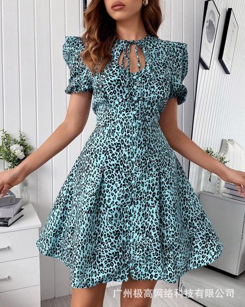 casual dresses 2021 women's summer cross border independent station blue leopard hollow bubble sleeve dress, Black;gray
casual dresses 2021 women's summer cross border independent station blue leopard hollow bubble sleeve dress, Black;gray