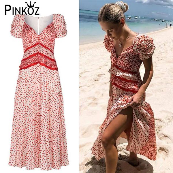 design v-neck arrival dress women short sleeve chiffon printing maxi long vestidos 210421, White
design v-neck arrival dress women short sleeve chiffon printing maxi long vestidos 210421, White