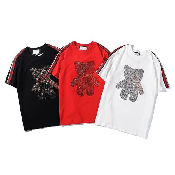 star heavy industries rhinestone t shirt short sleeve 2021 summer loose men and women couples, White;black 
star heavy industries rhinestone t shirt short sleeve 2021 summer loose men and women couples, White;black