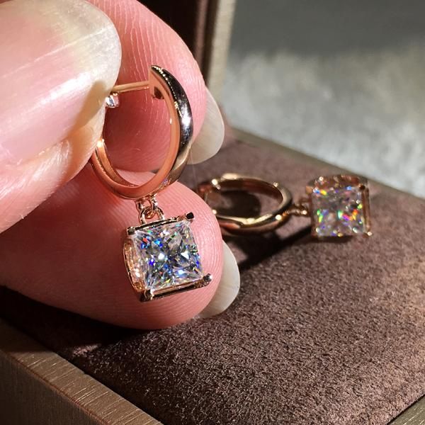 hoop & huggie charm female crystal square earrings luxury rose gold color wedding trendy white zircon stone for women, Golden;silver
hoop & huggie charm female crystal square earrings luxury rose gold color wedding trendy white zircon stone for women, Golden;silver