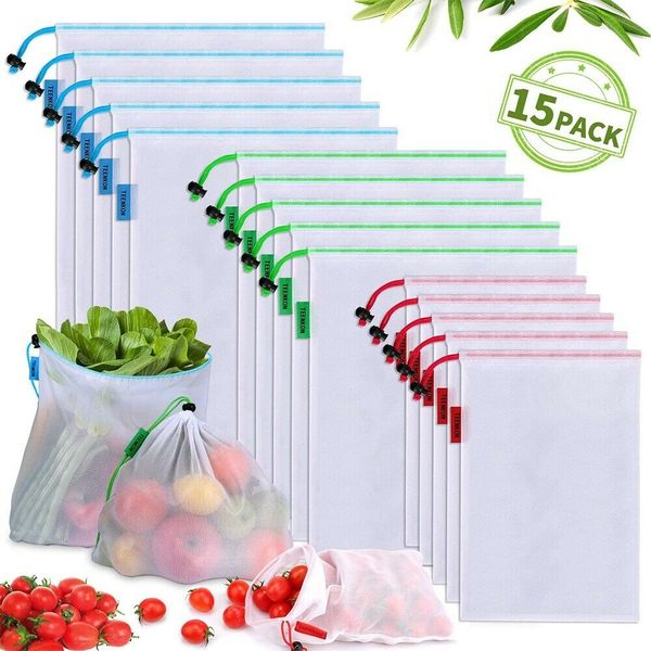 15pcs reusable mesh produce fruit vegetable storage eco friendly bags washable 
15pcs reusable mesh produce fruit vegetable storage eco friendly bags washable