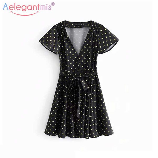 aelegantmis fashion black print women summer dress v neck short sleeve mini ladies elegant casual spring es 210607, Black;gray
aelegantmis fashion black print women summer dress v neck short sleeve mini ladies elegant casual spring es 210607, Black;gray