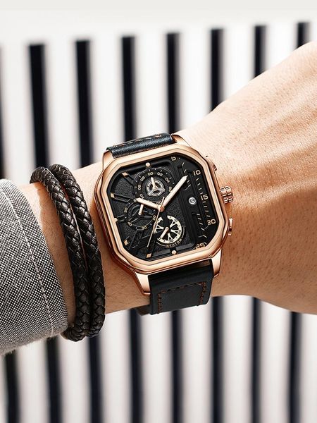 wristwatches 2021 brand-name ten square sports men's watch mechanical waterproof real belt night light, Slivery;brown
wristwatches 2021 brand-name ten square sports men's watch mechanical waterproof real belt night light, Slivery;brown