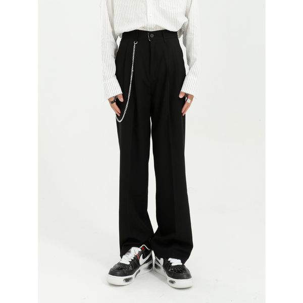 men's pants men contain chain loose casual straight suit male streetwear fashion vintage long trousers wk0a, Black
men's pants men contain chain loose casual straight suit male streetwear fashion vintage long trousers wk0a, Black