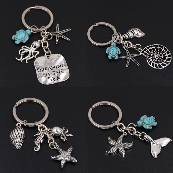 dreaming of the sea keychains shell charms with starfish shell pendant fish tail keyring blue turtle beach jewelry, Silver
dreaming of the sea keychains shell charms with starfish shell pendant fish tail keyring blue turtle beach jewelry, Silver