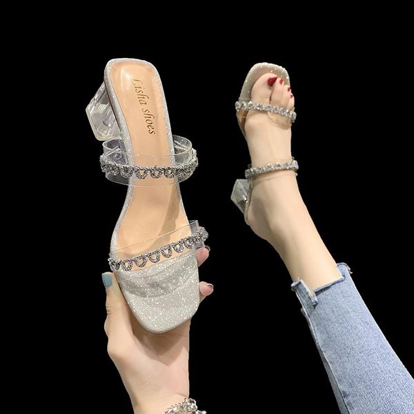 shoes woman 2021 glitter slides slippers summer med square toe loafers heeled mules pantofle fashion jelly soft high block, Black
shoes woman 2021 glitter slides slippers summer med square toe loafers heeled mules pantofle fashion jelly soft high block, Black