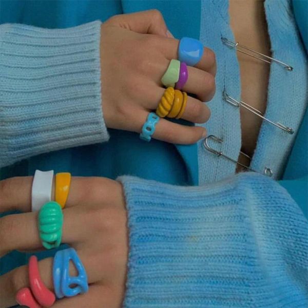 cluster rings korean fashion irregular geometric hand-painted rainbow stack for women girls creative croissant party jewelry, Golden;silver
cluster rings korean fashion irregular geometric hand-painted rainbow stack for women girls creative croissant party jewelry, Golden;silver