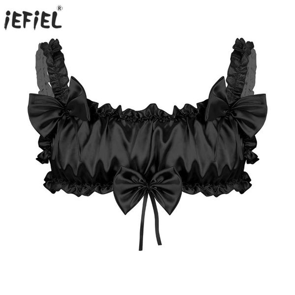 bras men bra soft satin ruffled frilly wire-bralette adjustable shoulder straps bowknot male gay sissy underwear, Red;black
bras men bra soft satin ruffled frilly wire-bralette adjustable shoulder straps bowknot male gay sissy underwear, Red;black
