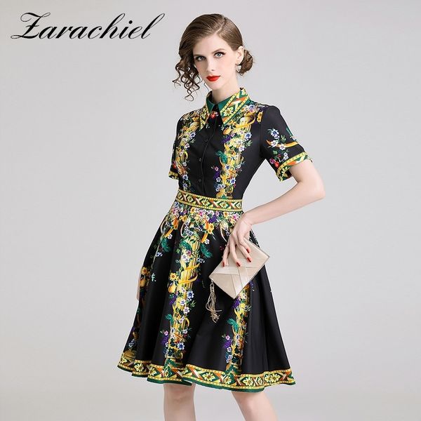 fashion designer runway shirt summer women short sleeve turn down collar flower print vintage a-line dress vestidos 210416, Black;gray
fashion designer runway shirt summer women short sleeve turn down collar flower print vintage a-line dress vestidos 210416, Black;gray
