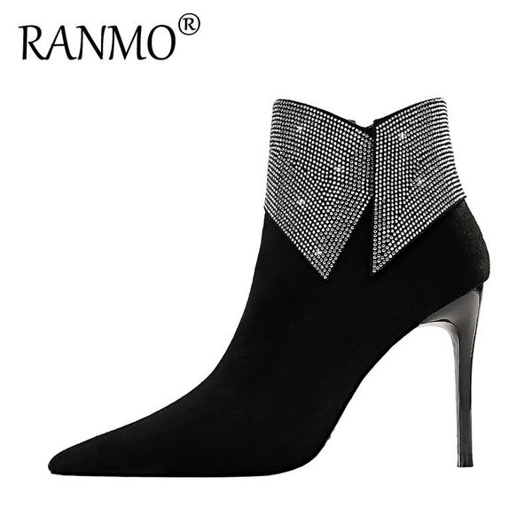 boots autumn/winter women shoes fashionable mature slim banquet stiletto high heels suede pointed toe lapel rhinestone ankle boot, Black
boots autumn/winter women shoes fashionable mature slim banquet stiletto high heels suede pointed toe lapel rhinestone ankle boot, Black