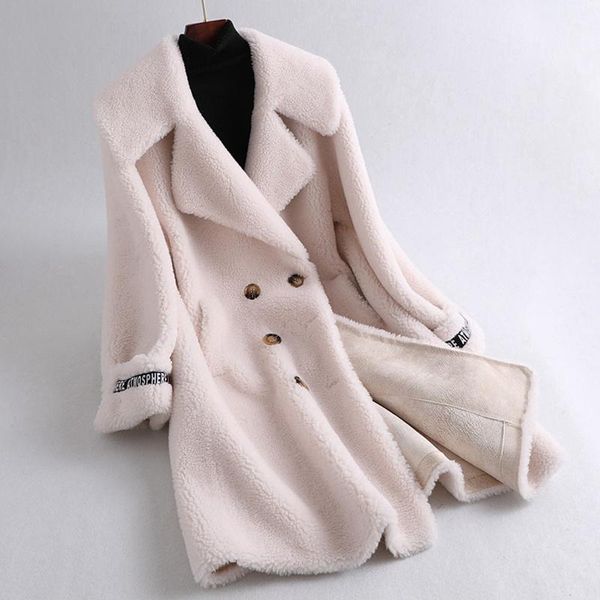 women's fur & faux abrigos mujer invierno blends winter women sheep coat wool turn-down collar outerwear real price clothing, Black 
women's fur & faux abrigos mujer invierno blends winter women sheep coat wool turn-down collar outerwear real price clothing, Black