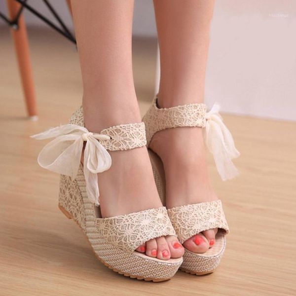 summer women bowknot open toe pump high heel shoes wedge platform sandals, Black 
summer women bowknot open toe pump high heel shoes wedge platform sandals, Black