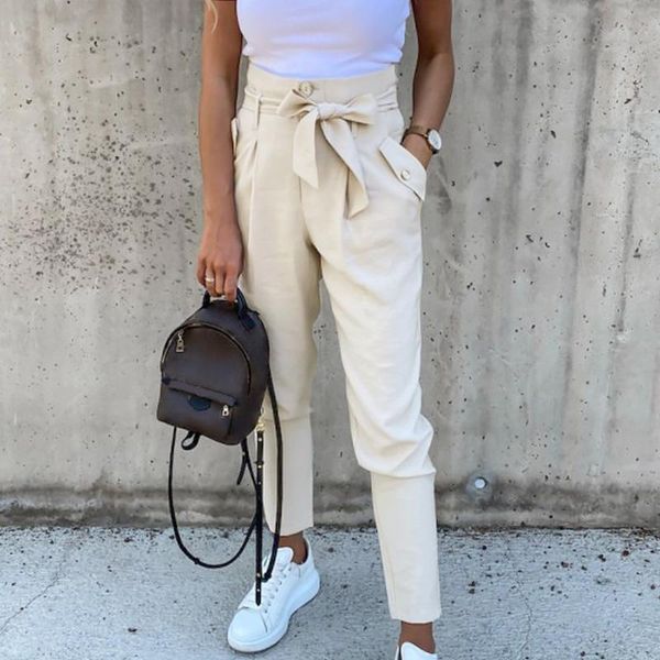 women's pants & capris women high waist 2021 loose solid color female bow tie pocket pencil casual drawstring full length pant, Black;white
women's pants & capris women high waist 2021 loose solid color female bow tie pocket pencil casual drawstring full length pant, Black;white