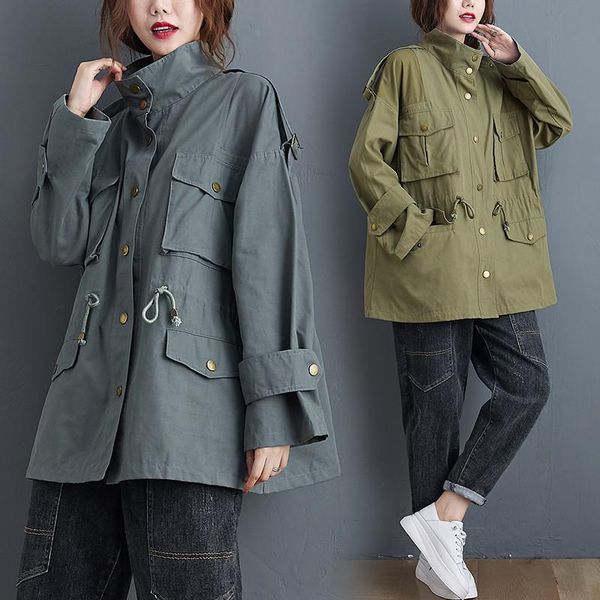 women's jackets women coat spring autumn solid color loose stand-up collar long-sleeved single-breasted casual casaco feminino tooling, Black;brown
women's jackets women coat spring autumn solid color loose stand-up collar long-sleeved single-breasted casual casaco feminino tooling, Black;brown