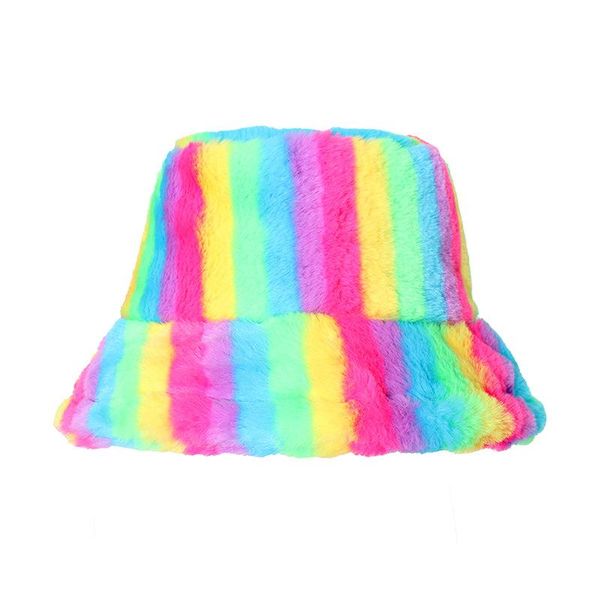 wide brim hats 2021 winter warm bucket cap women fashion imitation fur hat beautiful rainbow stripe fishman, Blue;gray
wide brim hats 2021 winter warm bucket cap women fashion imitation fur hat beautiful rainbow stripe fishman, Blue;gray