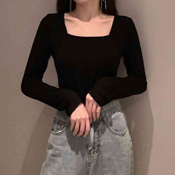 pullover solid sweaters women autumn winter korean square neck slim knitted sweater office lady long sleeve basic jumper top, White;black
pullover solid sweaters women autumn winter korean square neck slim knitted sweater office lady long sleeve basic jumper top, White;black