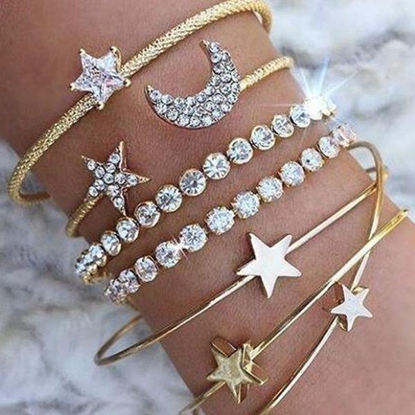 bangle bracelet set for women golden heart moon star decoration birthday gift girl likw wholesale shinny thinestone, Black
bangle bracelet set for women golden heart moon star decoration birthday gift girl likw wholesale shinny thinestone, Black