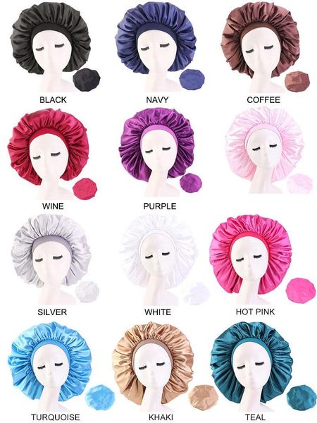 fashion women's satin night nightcap hair hat silk headgear loose tight band shower caps
fashion women's satin night nightcap hair hat silk headgear loose tight band shower caps