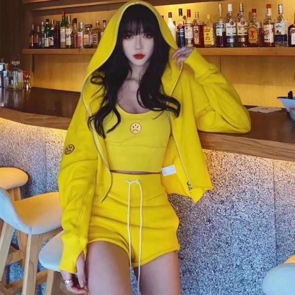 women's tracksuits online celebrity with hooded sweater tight vest t-shirt shorts sports yoga leisure three-piece suit women, Gray
women's tracksuits online celebrity with hooded sweater tight vest t-shirt shorts sports yoga leisure three-piece suit women, Gray