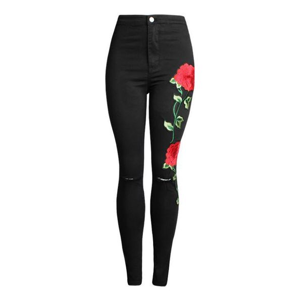 women's jeans est high waist black embroidery without ripped woman fashion floral hole denim pants trousers for women s16, Blue
women's jeans est high waist black embroidery without ripped woman fashion floral hole denim pants trousers for women s16, Blue