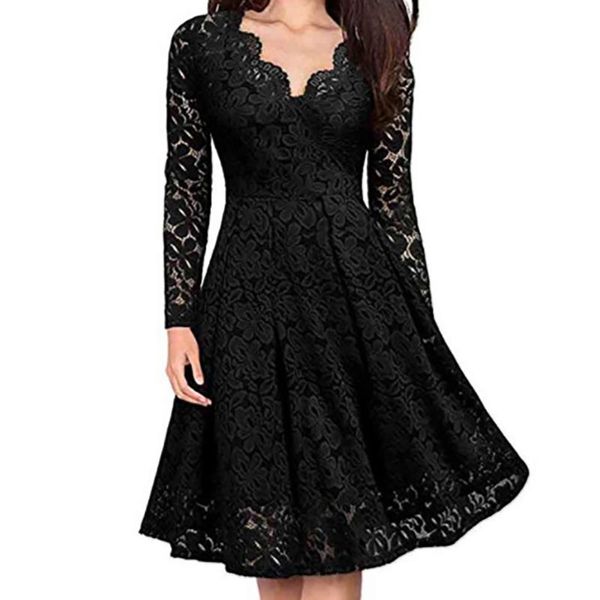 casual dresses elegant women lace hollow long sleeve fashion midi dress office ladies vintage autumn evening party, Black;gray
casual dresses elegant women lace hollow long sleeve fashion midi dress office ladies vintage autumn evening party, Black;gray