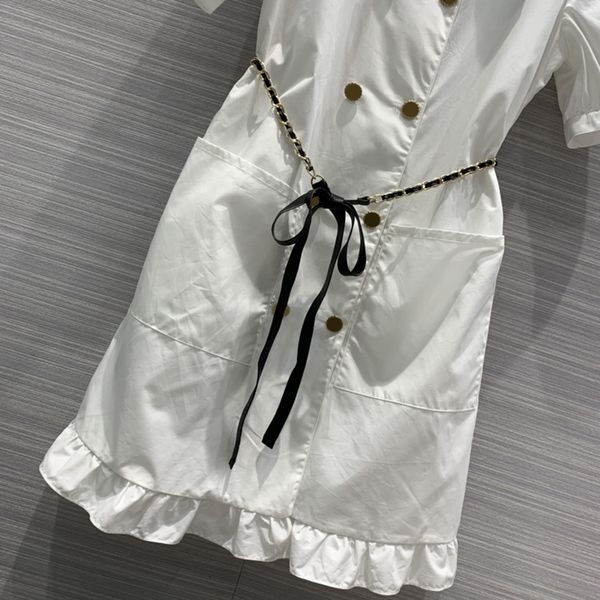 dress high-end summer women temperament mini all-match double-breasted ruffle shirt dresses casual luxury brand chain dress, Black;gray
dress high-end summer women temperament mini all-match double-breasted ruffle shirt dresses casual luxury brand chain dress, Black;gray