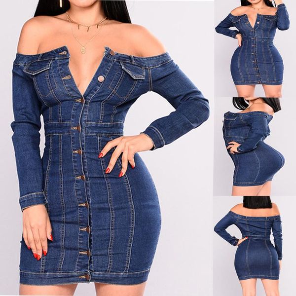 casual dresses summer female dress 2021 women's one-line strapless long sleeved plus size tight fitting buttocks denim, Black;gray
casual dresses summer female dress 2021 women's one-line strapless long sleeved plus size tight fitting buttocks denim, Black;gray