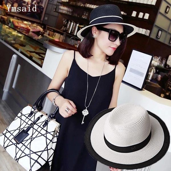 black and white stitching summer sun hats for women fashion large beach straw hat 2021 est casual woman's caps wide brim, Blue;gray
black and white stitching summer sun hats for women fashion large beach straw hat 2021 est casual woman's caps wide brim, Blue;gray