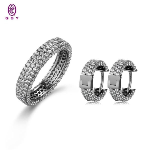 earrings & necklace qsy brand jewelry set, black plating color women earring ring white cz stones hoop drop, Silver
earrings & necklace qsy brand jewelry set, black plating color women earring ring white cz stones hoop drop, Silver