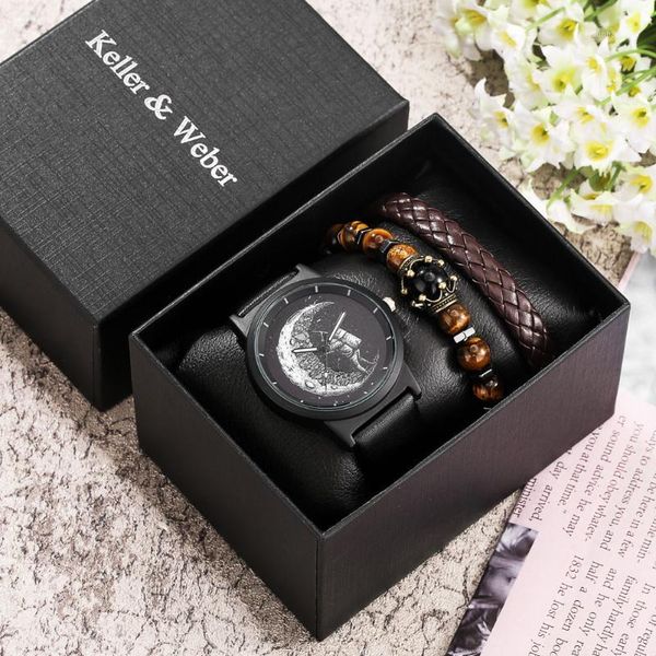 wristwatches fashion men's quartz watch bracelet woven rope gift set leather strap astronaut pattern, Slivery;brown
wristwatches fashion men's quartz watch bracelet woven rope gift set leather strap astronaut pattern, Slivery;brown