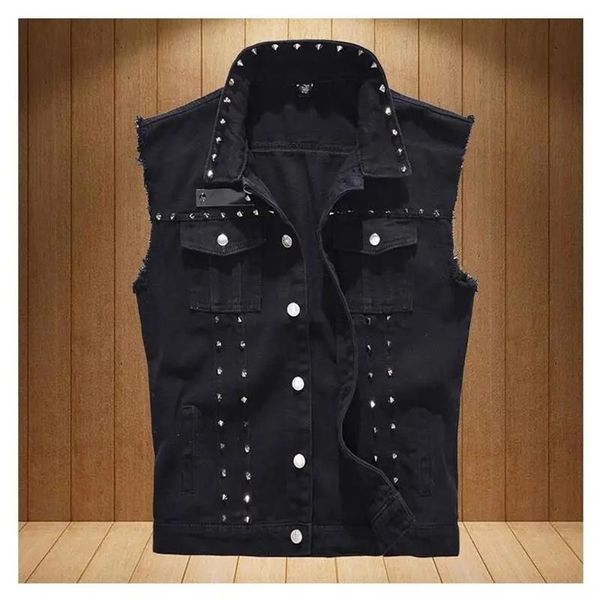 men's jackets punk rivet denim jacket men hip hop jeans hipster printed slim outwear fashion streetwear vest for male 2021 coat, Black;brown
men's jackets punk rivet denim jacket men hip hop jeans hipster printed slim outwear fashion streetwear vest for male 2021 coat, Black;brown
