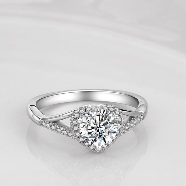 cluster rings romantic heart for women silver 925 natural diamond wedding fine luxury jewelry 4-10 size simple temperament gift, Golden;silver 
cluster rings romantic heart for women silver 925 natural diamond wedding fine luxury jewelry 4-10 size simple temperament gift, Golden;silver