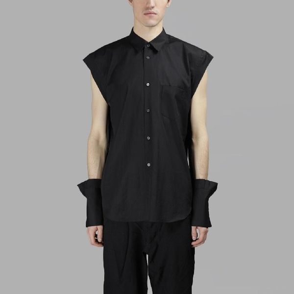 men's casual shirts clothing fashion catwalk show personality stitching shirt hair stylist plus size singer costumes, White;black
men's casual shirts clothing fashion catwalk show personality stitching shirt hair stylist plus size singer costumes, White;black