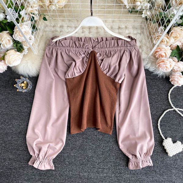 women's blouses & shirts autumn wooden ear pleated color stitching slim-fit shirt lady fashion slash neck long sleeve casual blous, White
women's blouses & shirts autumn wooden ear pleated color stitching slim-fit shirt lady fashion slash neck long sleeve casual blous, White