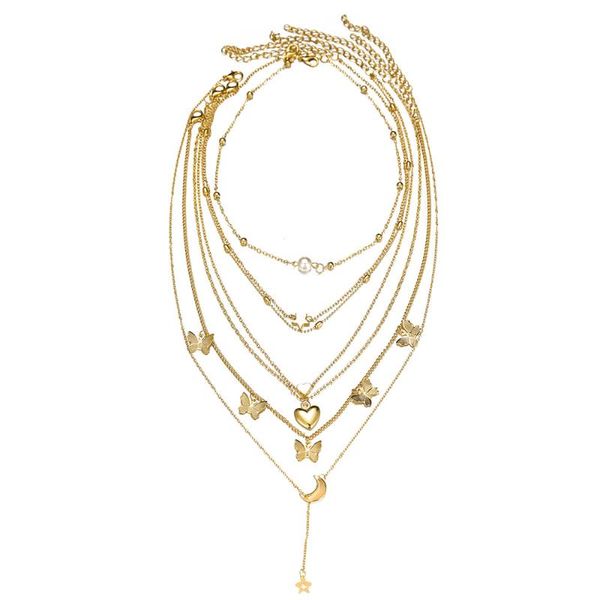 chokers 6pcs/set necklace set retro personality multi-layer butterfly pendant moon peach heart chunky choker jewelry gifts, Golden;silver
chokers 6pcs/set necklace set retro personality multi-layer butterfly pendant moon peach heart chunky choker jewelry gifts, Golden;silver