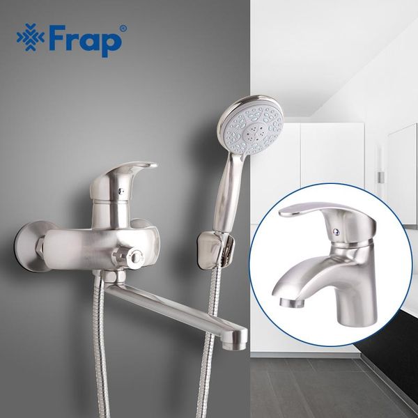 frap nickel brushed bathroom shower faucet with basin tap and cold water taps abs head outlet pipe f2221-5+f1021-5 sets
frap nickel brushed bathroom shower faucet with basin tap and cold water taps abs head outlet pipe f2221-5+f1021-5 sets