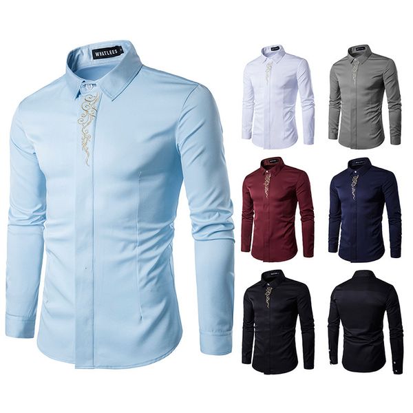men's with long sleeves color turn down henry collar cardigan shirt embroidered correspondence, White;black
men's with long sleeves color turn down henry collar cardigan shirt embroidered correspondence, White;black