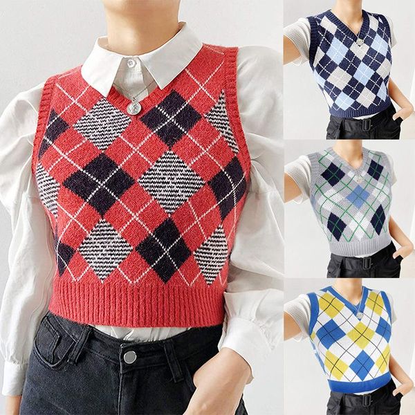 women's vests sweaters geometry vintage knitted jumpers autumn cropped knitwear plaid casual pullovers sweater 2021, Black;white
women's vests sweaters geometry vintage knitted jumpers autumn cropped knitwear plaid casual pullovers sweater 2021, Black;white