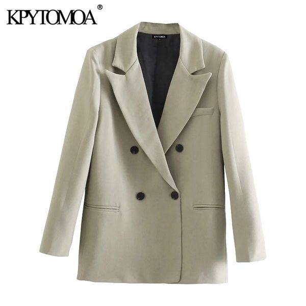 women fashion double breasted loose fitting blazer coat long sleeve pockets female outerwear chic veste 210420, White;black
women fashion double breasted loose fitting blazer coat long sleeve pockets female outerwear chic veste 210420, White;black