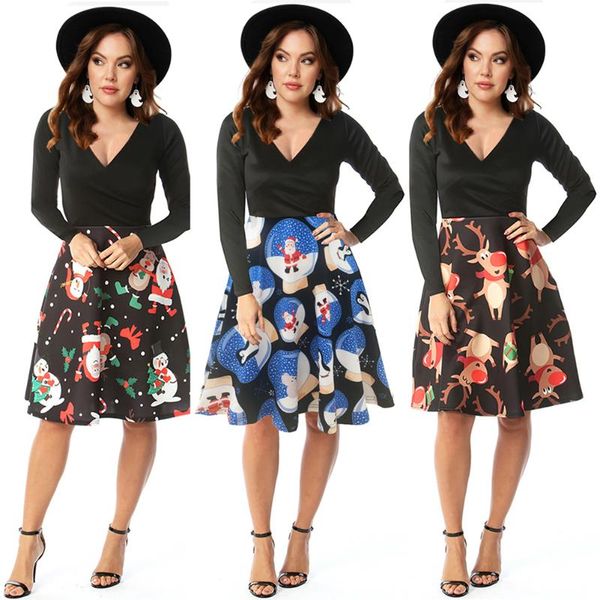 christmas women vintage dresss v-neck swing print dress autumn winter long sleeve slim elegant dresses vestidos de verano casual, Black;gray
christmas women vintage dresss v-neck swing print dress autumn winter long sleeve slim elegant dresses vestidos de verano casual, Black;gray