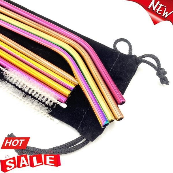 drinking straws 8 pcs metal reusable 304 stainless steel straight bent straw with bag cleaning brush set party bar accessory
drinking straws 8 pcs metal reusable 304 stainless steel straight bent straw with bag cleaning brush set party bar accessory
