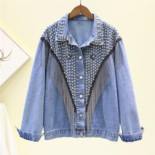 women's jackets 2021 spring tassel denim women fashion wild casual female loose long sleeve outerwear, Black;brown
women's jackets 2021 spring tassel denim women fashion wild casual female loose long sleeve outerwear, Black;brown