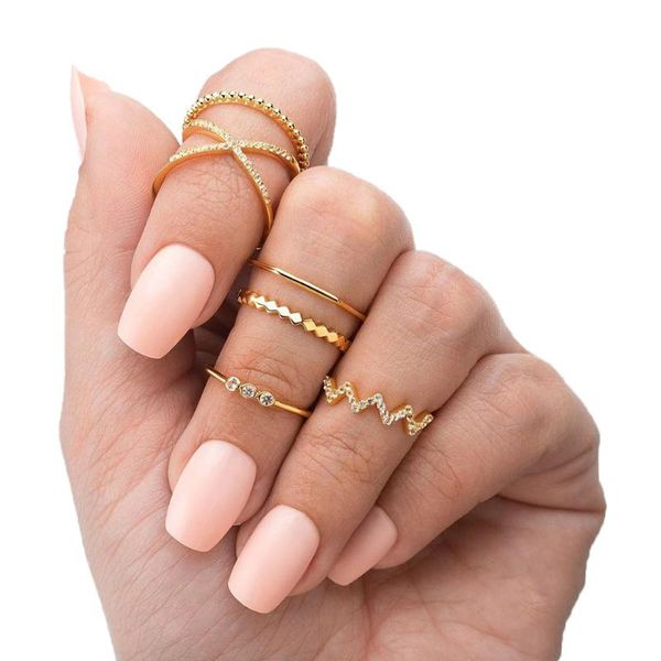 cluster rings 5 pcs/set women joint ring simple geometric crystal gold cross set fashion party jewelry accessories lovers gift, Golden;silver
cluster rings 5 pcs/set women joint ring simple geometric crystal gold cross set fashion party jewelry accessories lovers gift, Golden;silver
