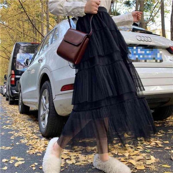 summer elastic high waist slimming simple white mesh cake skirt casual all-match women a-line long 210527, Black
summer elastic high waist slimming simple white mesh cake skirt casual all-match women a-line long 210527, Black