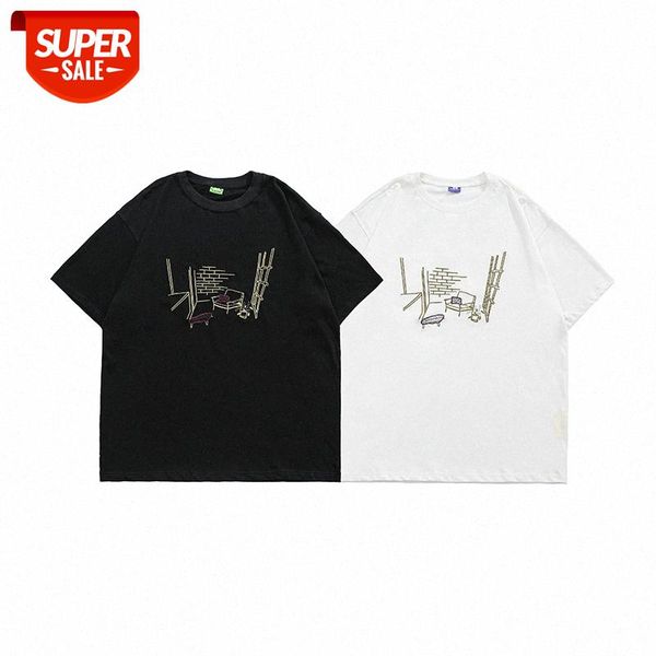 mansclot creative embroidery round neck loose short sleeve t-shirt men's half #tu54, White;black
mansclot creative embroidery round neck loose short sleeve t-shirt men's half #tu54, White;black