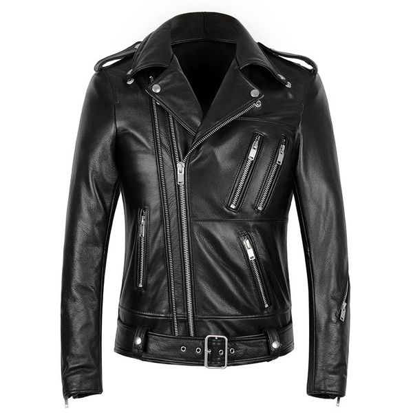 men's leather & faux korean version multi zipper genuine jacket natural cowhide sheepskin coat oblique slim motorcycle clothing, Black
men's leather & faux korean version multi zipper genuine jacket natural cowhide sheepskin coat oblique slim motorcycle clothing, Black
