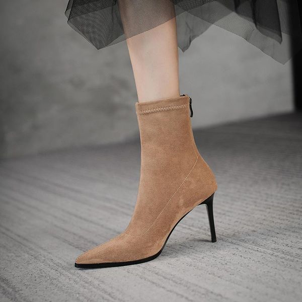 boots high stiletto heel woman modern women's ankle zipper shoes on stretch fabric ladies pointed toe bombas, Black
boots high stiletto heel woman modern women's ankle zipper shoes on stretch fabric ladies pointed toe bombas, Black