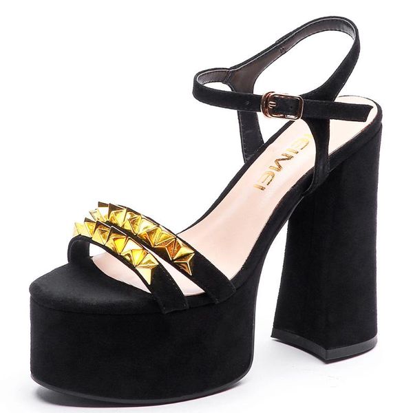 sandals sarairis genuine leather brand design rivets suede extreme elegant high heels party wedding platform woman shoes, Black
sandals sarairis genuine leather brand design rivets suede extreme elegant high heels party wedding platform woman shoes, Black