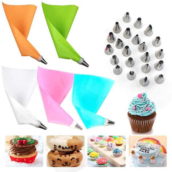26pcs pastry bag and nozzles set reusable icing piping cream kitchen cake decorating tool baking & tools
26pcs pastry bag and nozzles set reusable icing piping cream kitchen cake decorating tool baking & tools